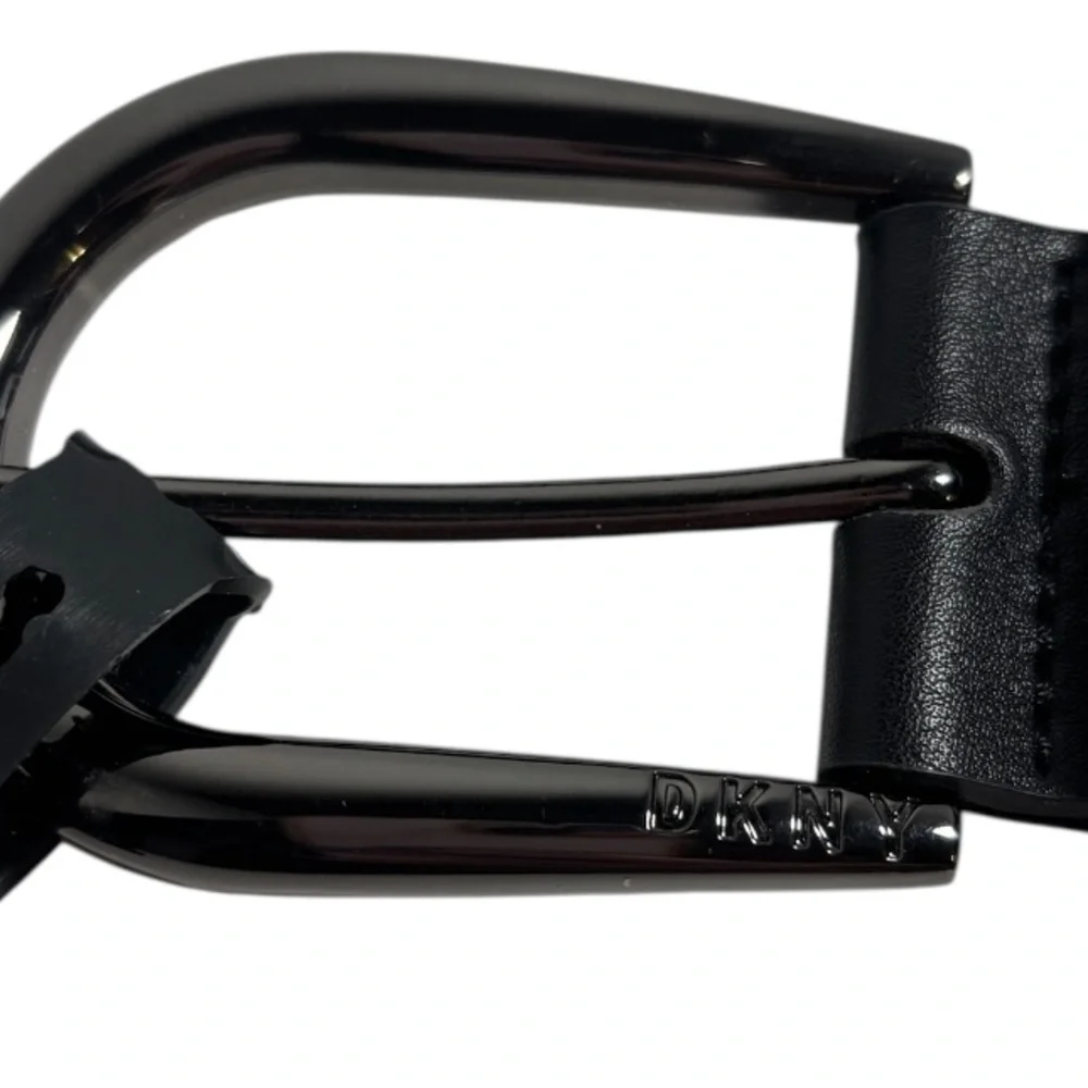 DKNY Belt Black Faux Leather Women’s Size Large Gunmetal Buckle